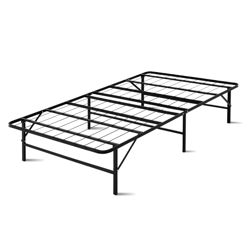 Artiss folding metal bed frame — king single — flat fold position — Allure Home Collections