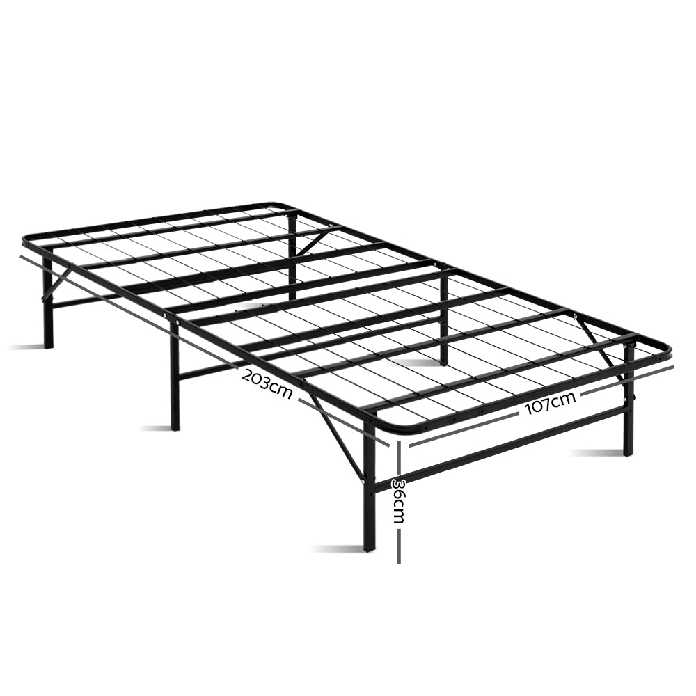 Artiss folding bed frame showing easy-fold mechanism — Allure Home Collections