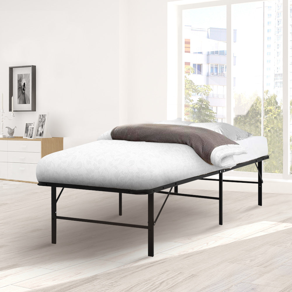 Artiss folding bed frame wheel detail for easy positioning — Allure Home Collections