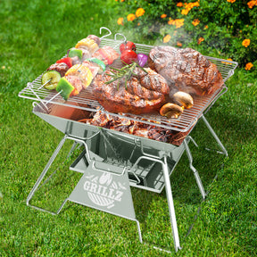 Cheynes portable fire pit BBQ grill cube design with carry bag for camping