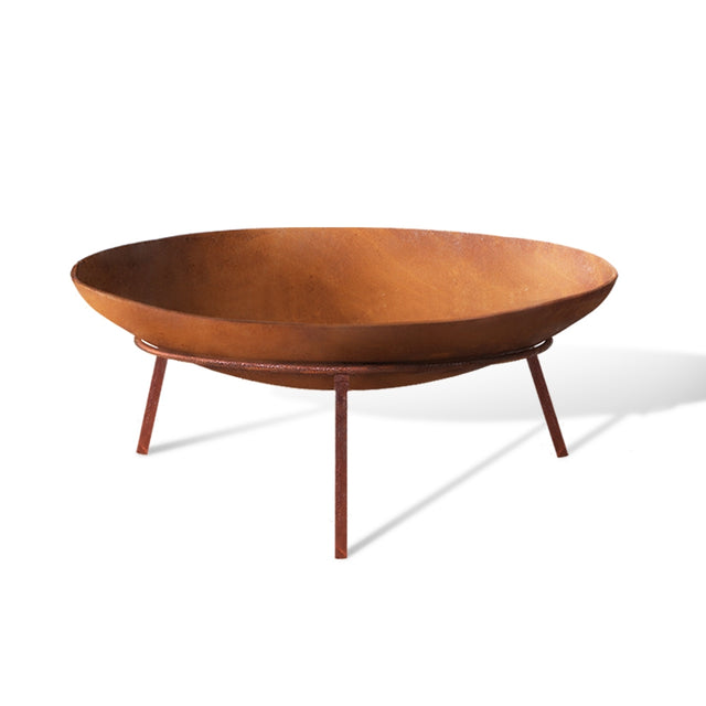 Nightcliff 60cm rustic iron fire pit with ornate Moroccan inspired cut outs on a patio