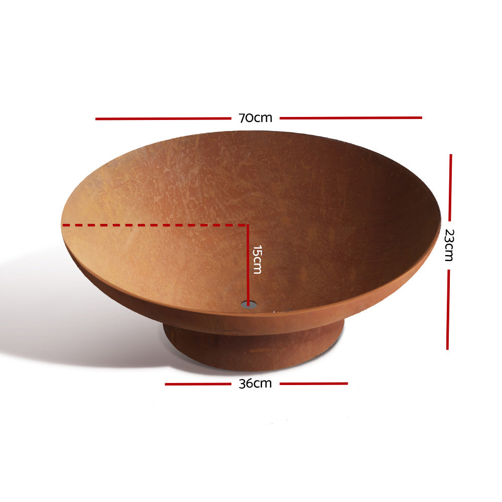 Rustic 70cm Cast Iron Fire Pit Bowl