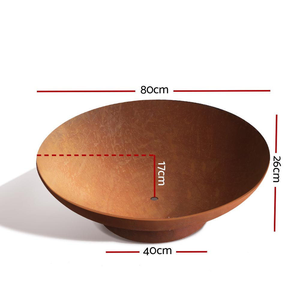 Port Elliot Rustic Fire Pit Bowl, 80cm Steel