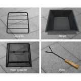 Litchfield Rustic Fire Pit Table, Square 55cm