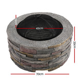 Litchfield Rustic Fire Pit Table, Round 70cm