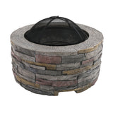 Litchfield Rustic Fire Pit Table, Round 70cm