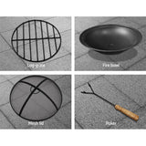 Litchfield Rustic Fire Pit Table, Round 70cm