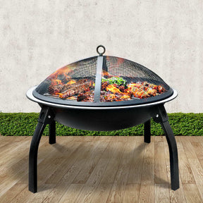 Maslin portable charcoal fire pit and smoker 22 inch foldable steel for camping