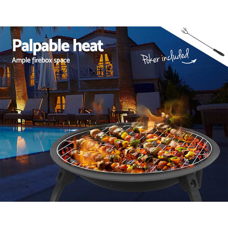 22" Portable Charcoal Fire Pit & Smoker