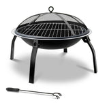 Parap 76cm folding steel fire pit and BBQ with mesh dome and grill plate for camping