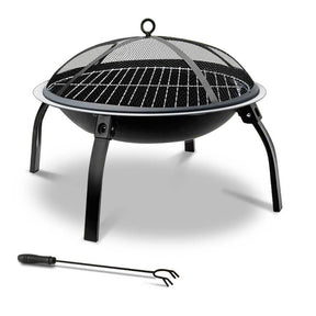 Parap 76cm folding steel fire pit and BBQ with mesh dome and grill plate for camping