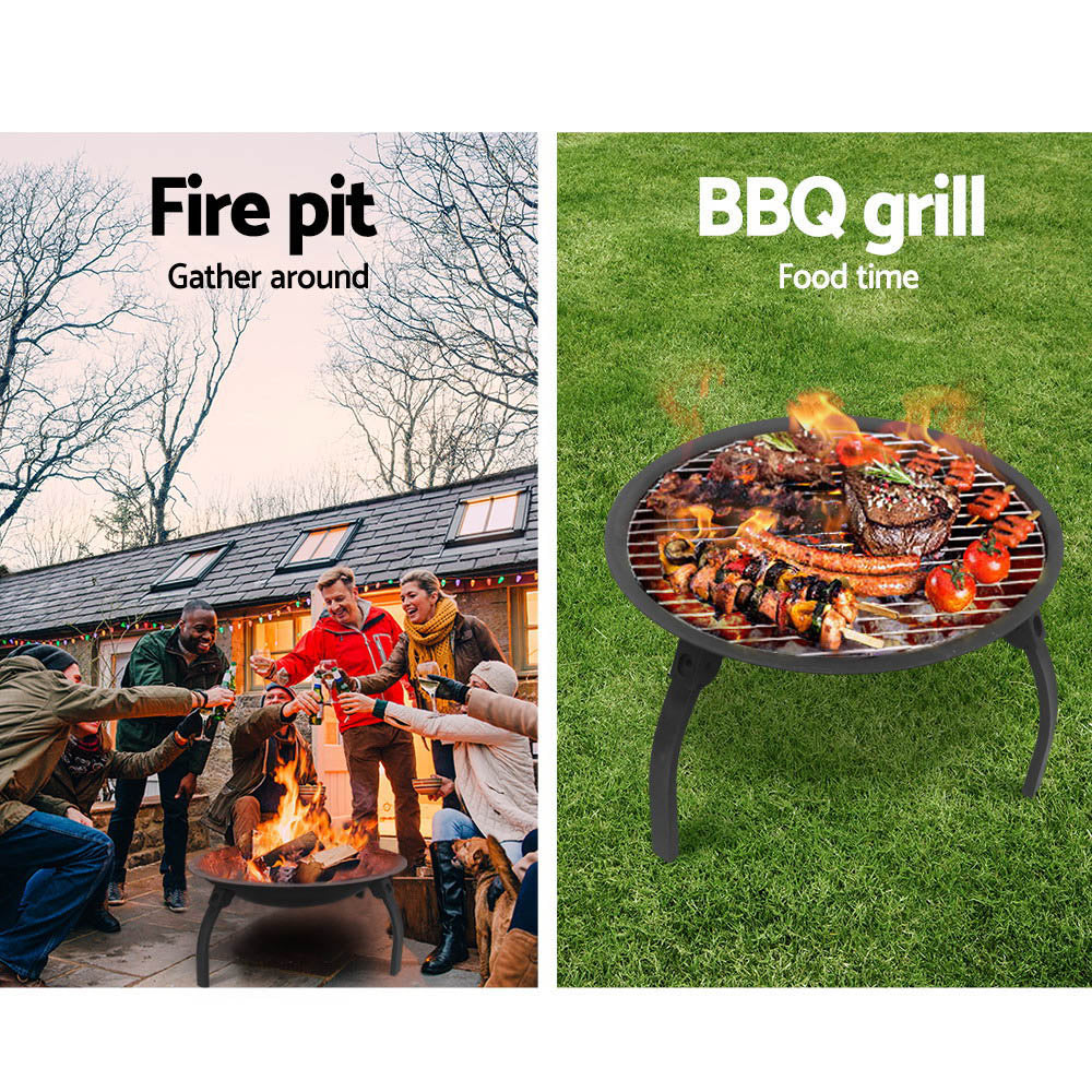 Parap Folding Fire Pit BBQ, 76cm Steel