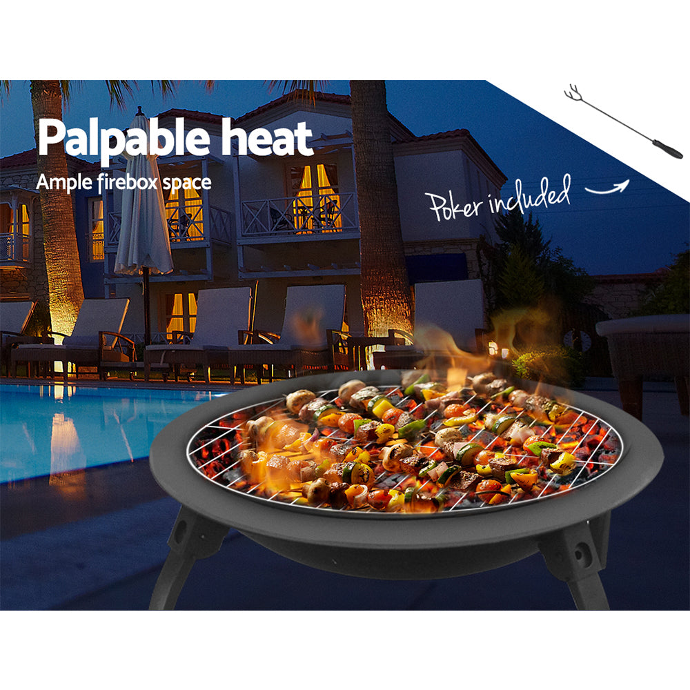 Parap Folding Fire Pit BBQ, 76cm Steel