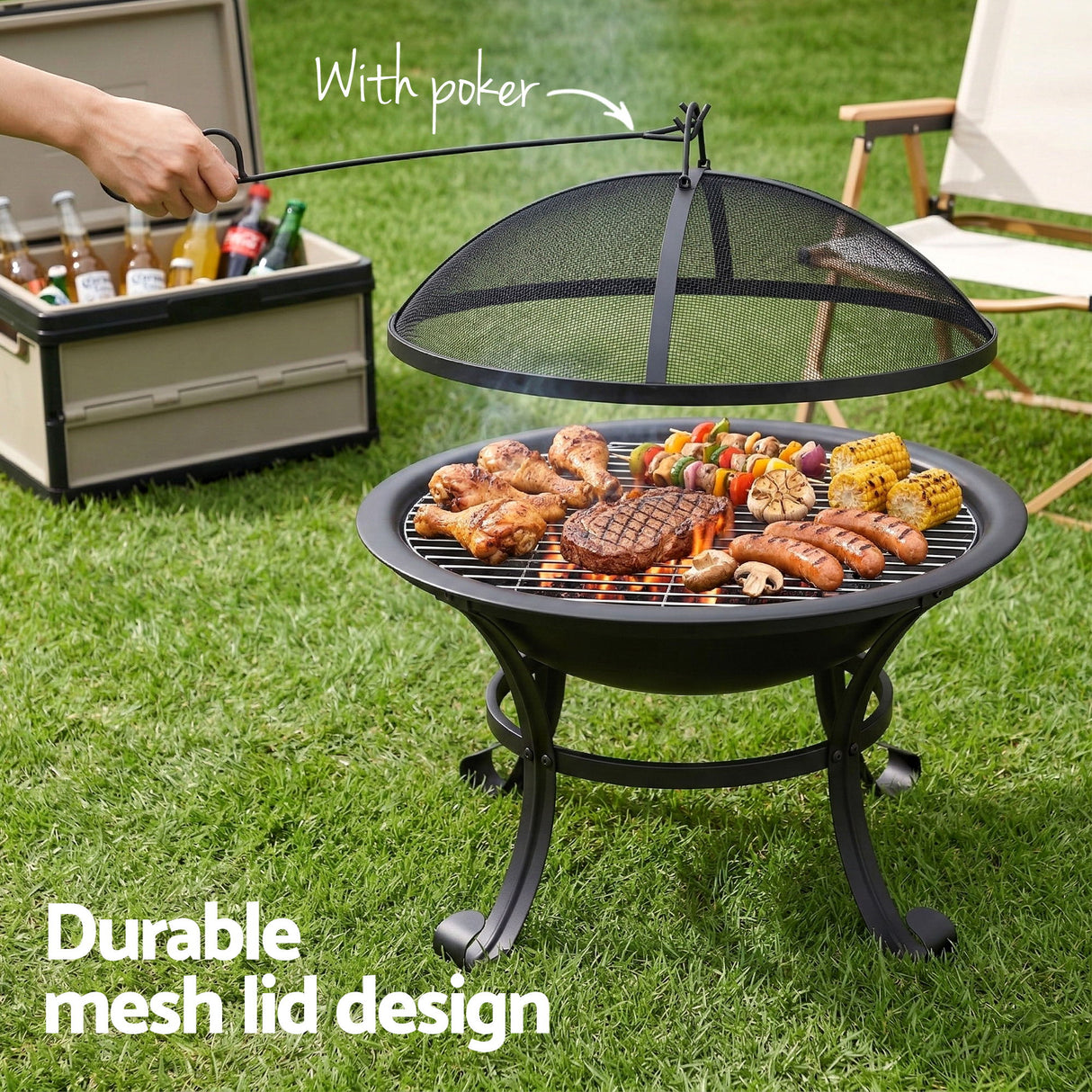 Emu Bay 2 in 1 Fire Pit, 56cm Steel