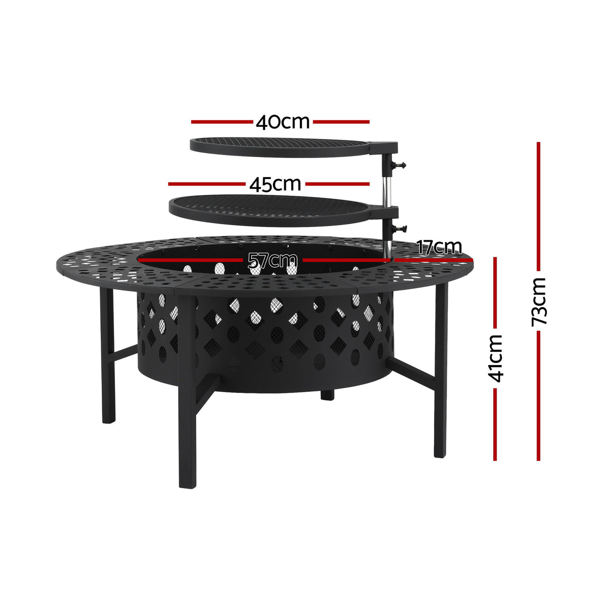 Stokes Bay 3 in 1 Fire Pit BBQ, 91cm
