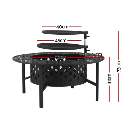 Stokes Bay 3 in 1 Fire Pit BBQ, 91cm