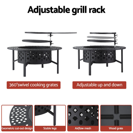 Stokes Bay 3 in 1 Fire Pit BBQ, 91cm