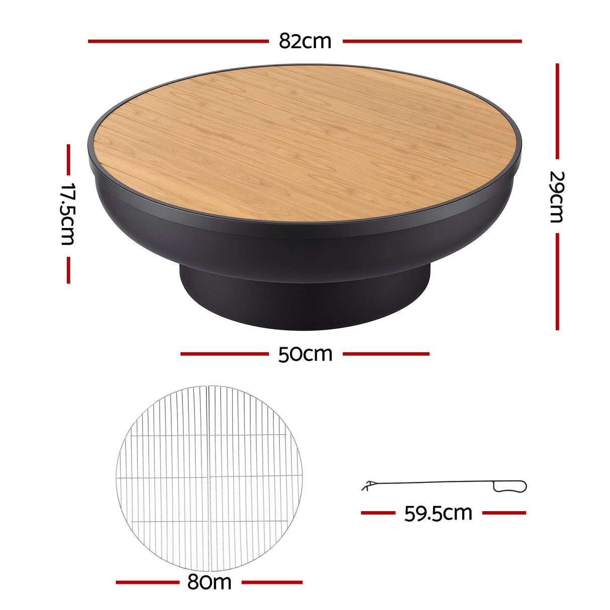 Vivonne 3 in 1 Fire Pit Table, Steel