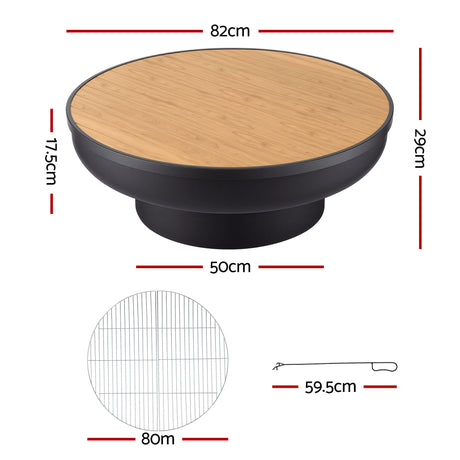 Vivonne 3 in 1 Fire Pit Table, Steel