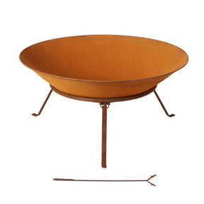 Port Elliot 70cm rustic iron fire pit bowl with a naturally rusted finish in a backyard