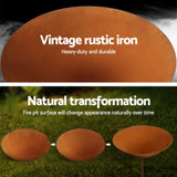 Rustic 70cm Iron Bowl Fire Pit