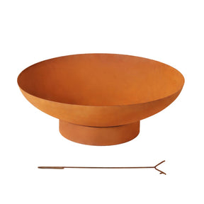Delamere rustic iron bowl fire pit 80cm with weathered steel finish for patio