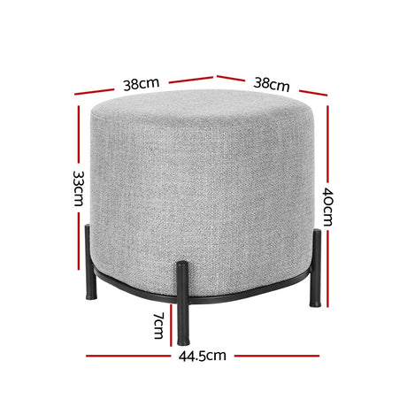 Artiss Gladstone Square Linen Foot Stool Grey — Allure Home Collections