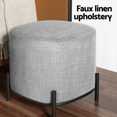 Artiss Gladstone Square Linen Foot Stool Grey — Allure Home Collections