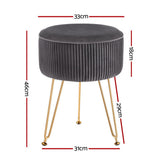 Artiss Velvet Round Ottoman Foot Stool Vertical Stripe Grey — Allure Home Collections