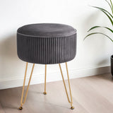 Artiss Velvet Round Ottoman Foot Stool Vertical Stripe Grey — Allure Home Collections