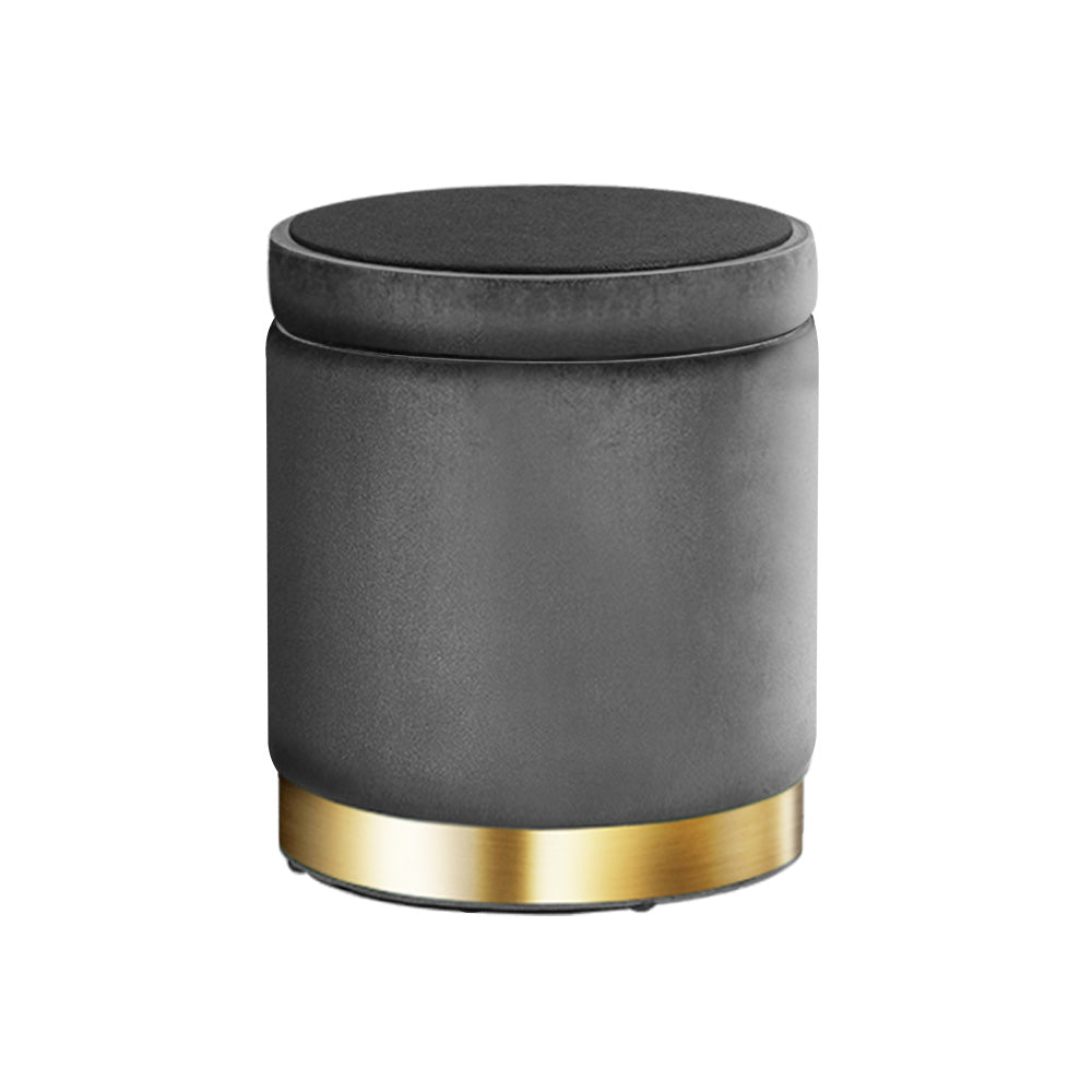 Artiss Tufted Velvet Storage Ottoman with Gold Accent Charcoal Grey Cream or Green — Allure Home Collections