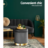 Artiss Tufted Velvet Storage Ottoman with Gold Accent Charcoal Grey Cream or Green — Allure Home Collections