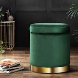 Artiss Tufted Velvet Storage Ottoman with Gold Accent Charcoal Grey Cream or Green — Allure Home Collections