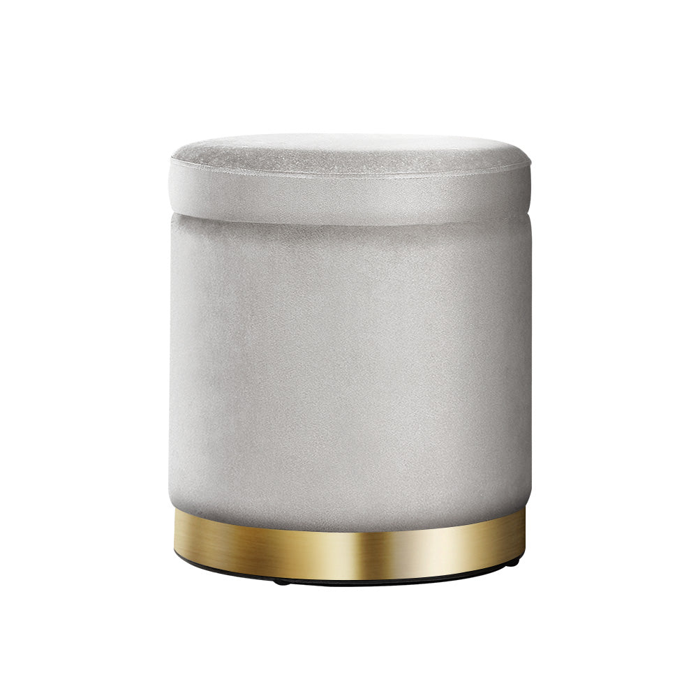 Artiss Tufted Velvet Storage Ottoman with Gold Accent Charcoal Grey Cream or Green — Allure Home Collections