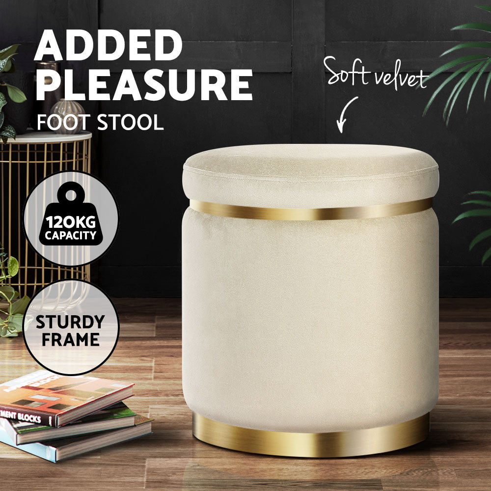 Artiss Tufted Velvet Round Ottoman Pouffe Cream Green or Navy — Allure Home Collections