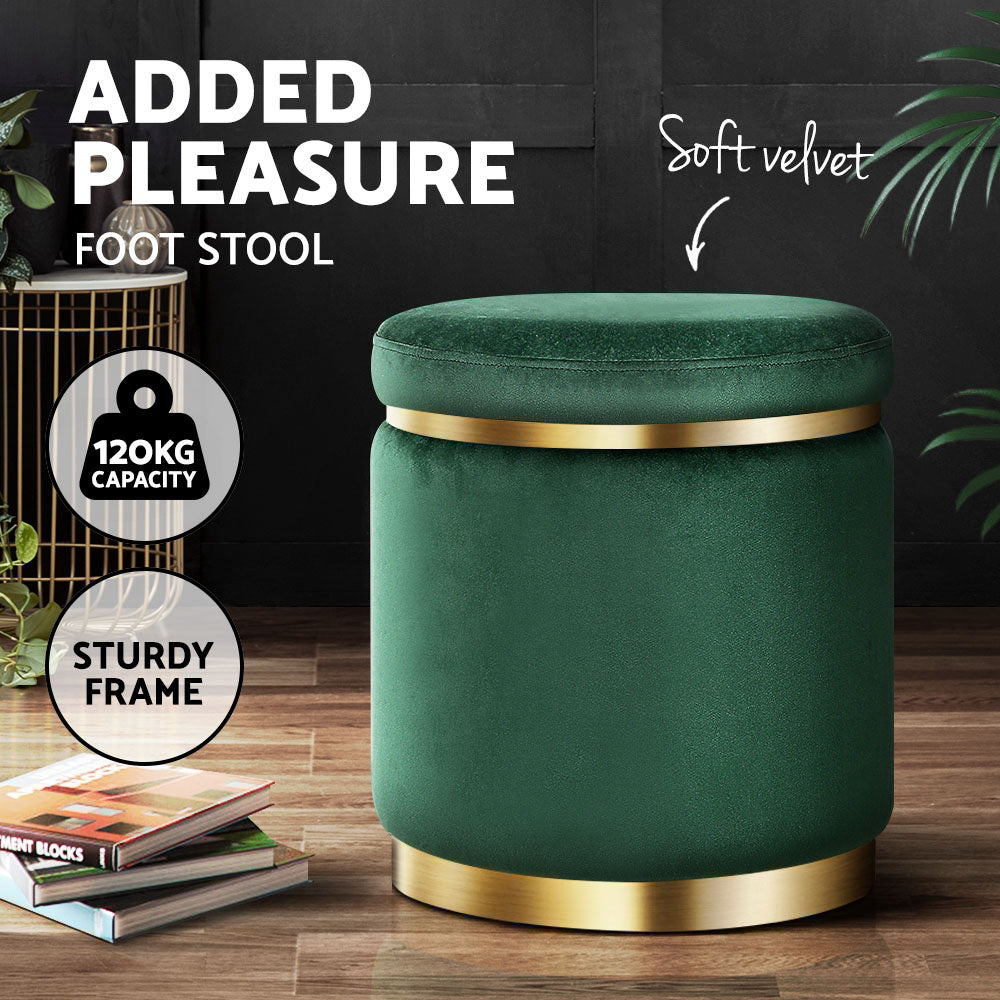 Artiss Tufted Velvet Round Ottoman Pouffe Cream Green or Navy — Allure Home Collections