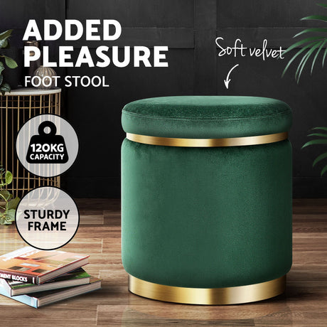 Artiss Tufted Velvet Round Ottoman Pouffe Cream Green or Navy — Allure Home Collections