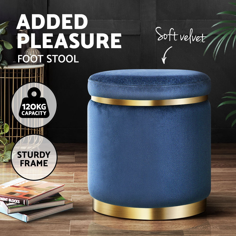 Artiss Tufted Velvet Round Ottoman Pouffe Cream Green or Navy — Allure Home Collections