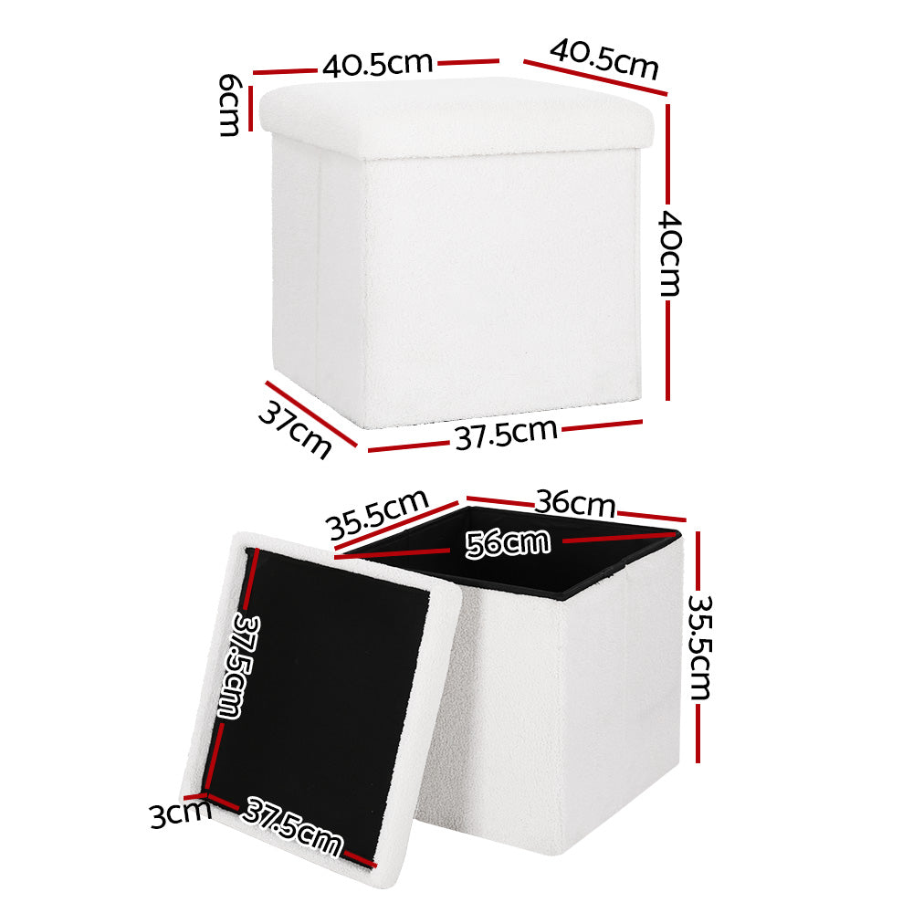 Artiss Janeska Square Teddy Fabric Storage Ottoman Foot Stool — Allure Home Collections