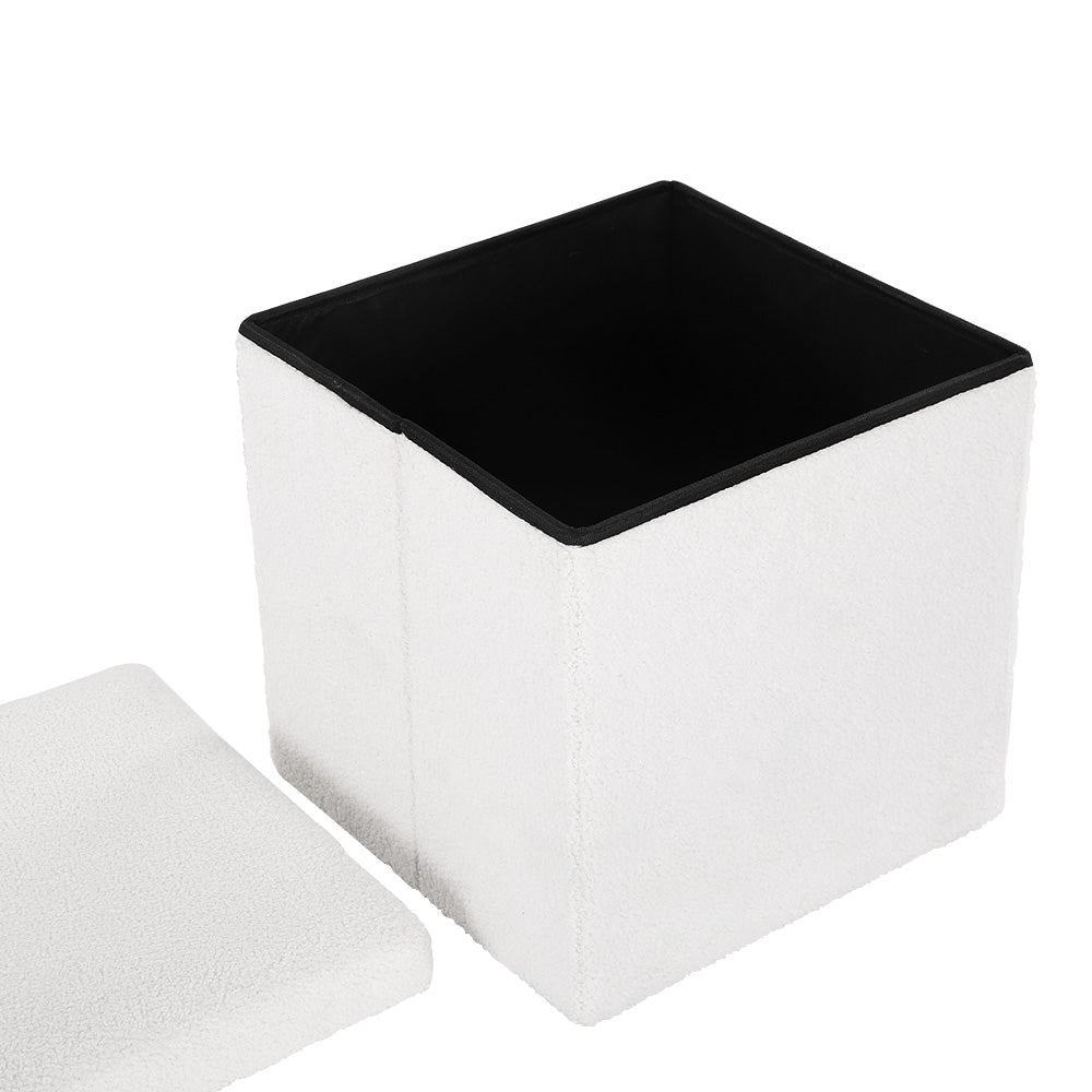 Artiss Janeska Square Teddy Fabric Storage Ottoman Foot Stool — Allure Home Collections