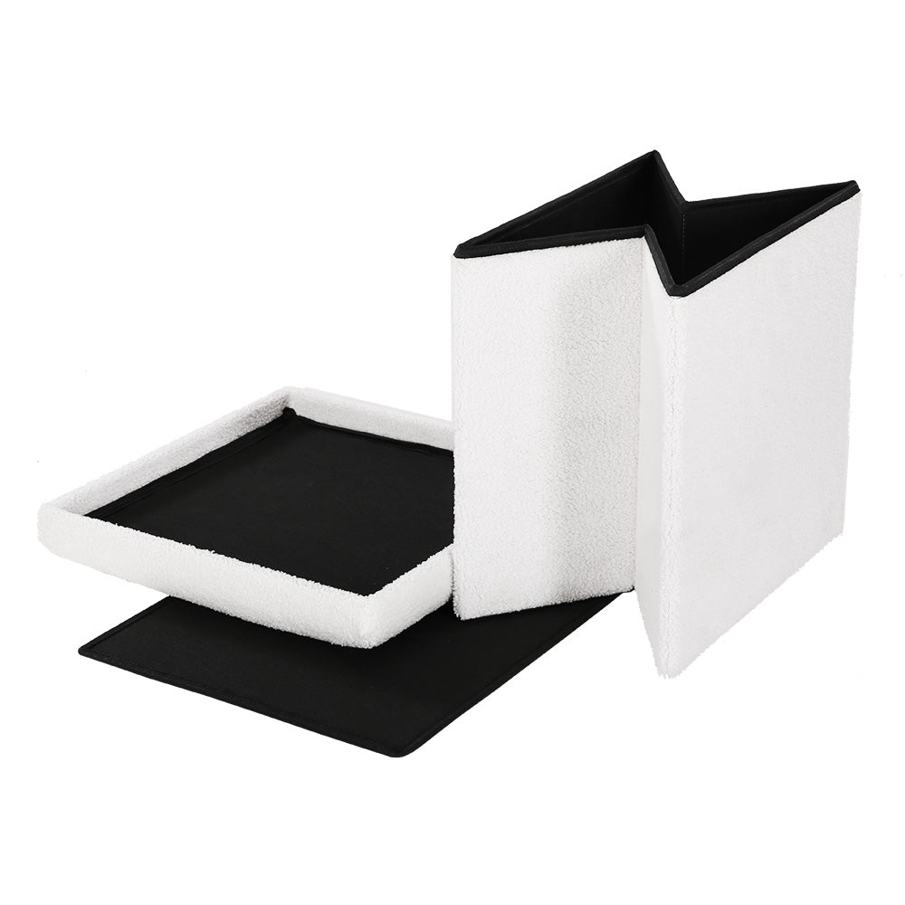 Artiss Janeska Square Teddy Fabric Storage Ottoman Foot Stool — Allure Home Collections