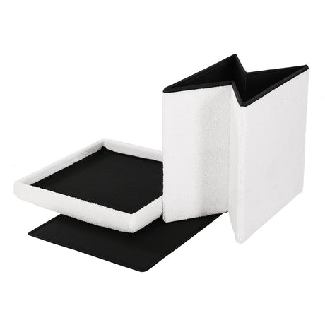 Artiss Janeska Square Teddy Fabric Storage Ottoman Foot Stool — Allure Home Collections