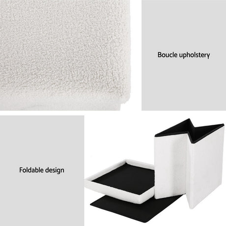Artiss Janeska Square Teddy Fabric Storage Ottoman Foot Stool — Allure Home Collections