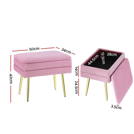 Artiss Velvet Pink Ottoman with Storage — Allure Home Collections