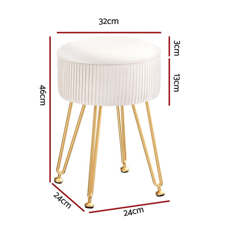 Artiss Velvet Round Ottoman with Storage White — Allure Home Collections