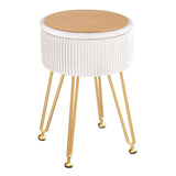 Artiss Velvet Round Ottoman with Storage White — Allure Home Collections