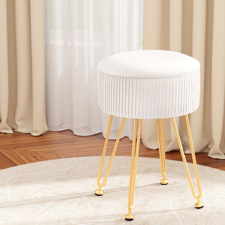 Artiss Velvet Round Ottoman with Storage White — Allure Home Collections