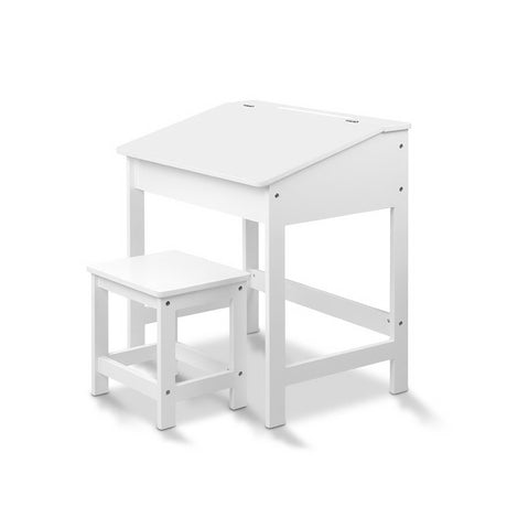 Kids Lift Top Desk and Stool Set, White