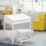 Kids Lift Top Desk and Stool Set, White