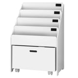 Kids Bookshelf with Storage Box, 4 Tier White